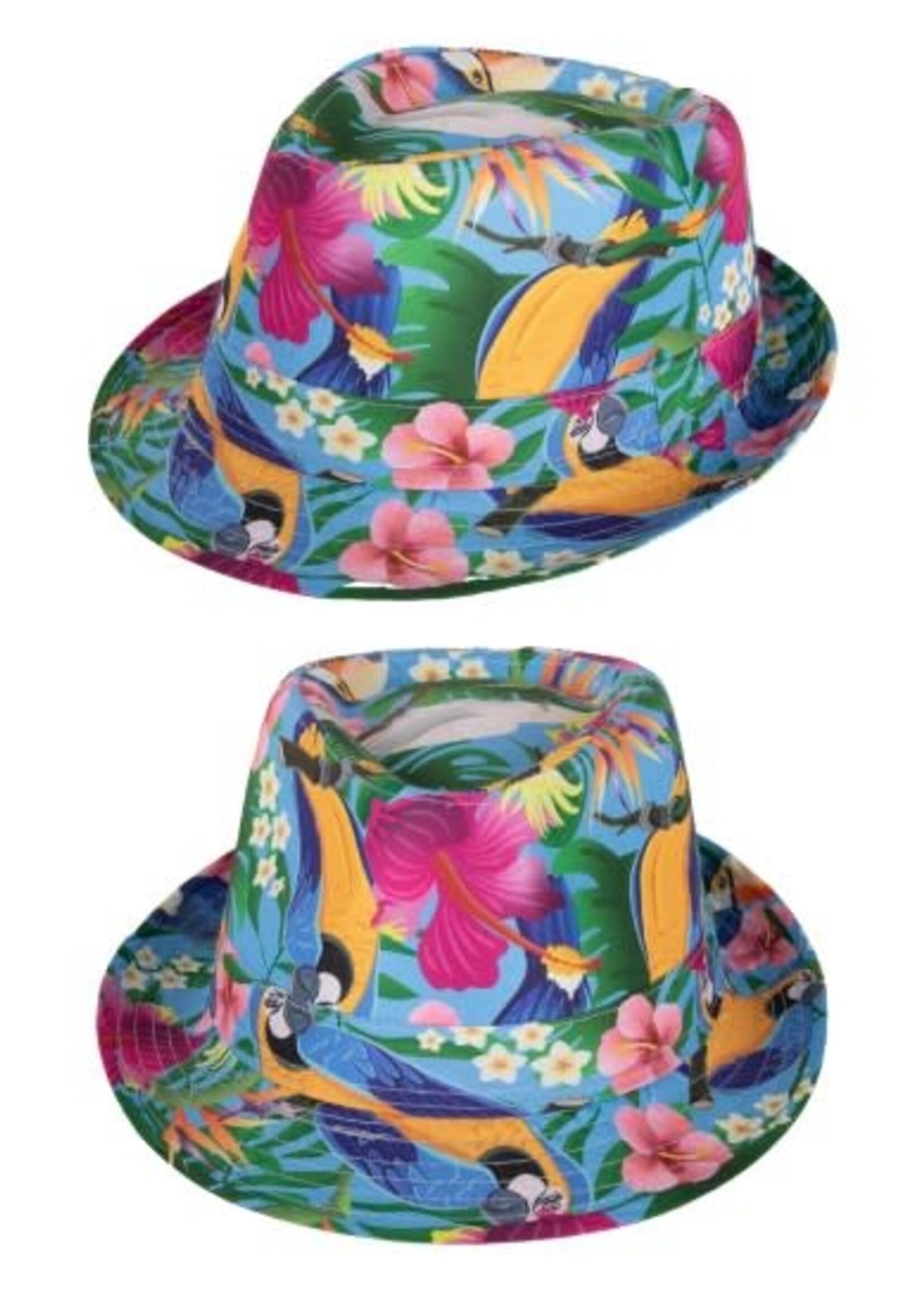 Feestkleding Breda Hawaii hoed blauw