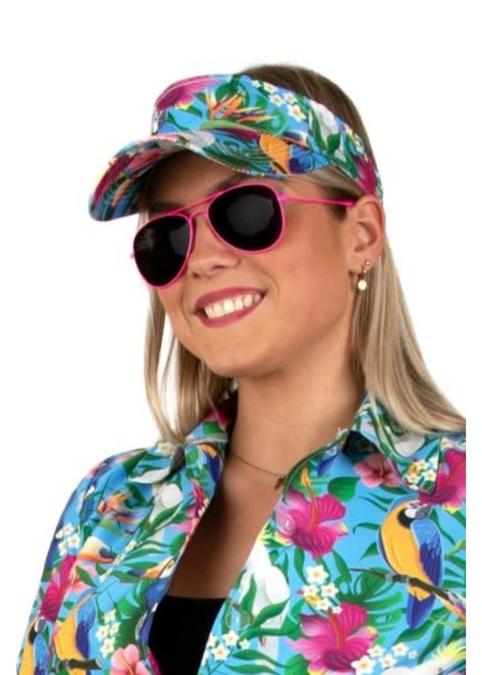 Feestkleding Breda Hawaii zonneklep blauw