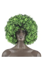 Feestkleding Breda Afro pruik black light zwart/groen