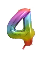 We Fiesta Party Folie ballon cijfer 4 regenboog 34 inch  / 86 cm