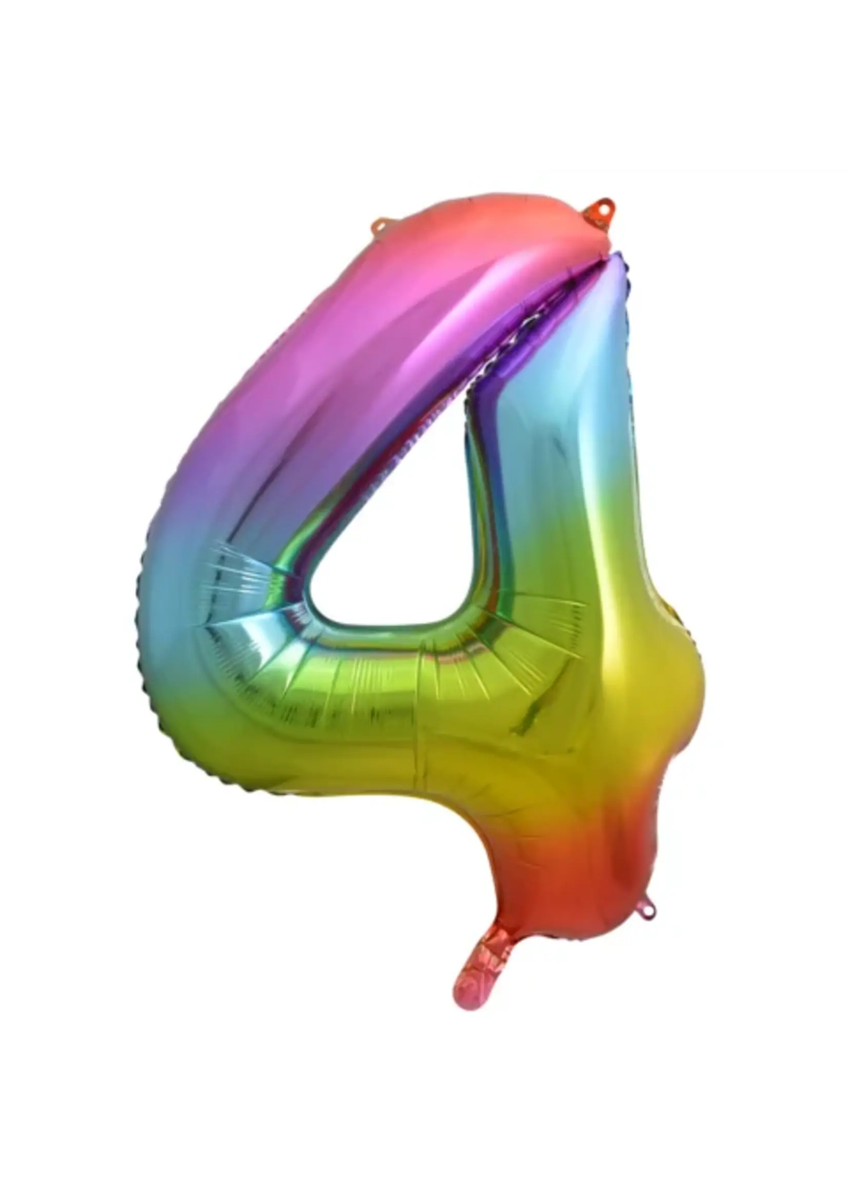 We Fiesta Party Folie ballon cijfer 4 regenboog 34 inch  / 86 cm