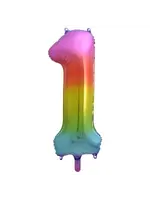 We Fiesta Party Folie ballon cijfer 1 regenboog 34inch / 86cm