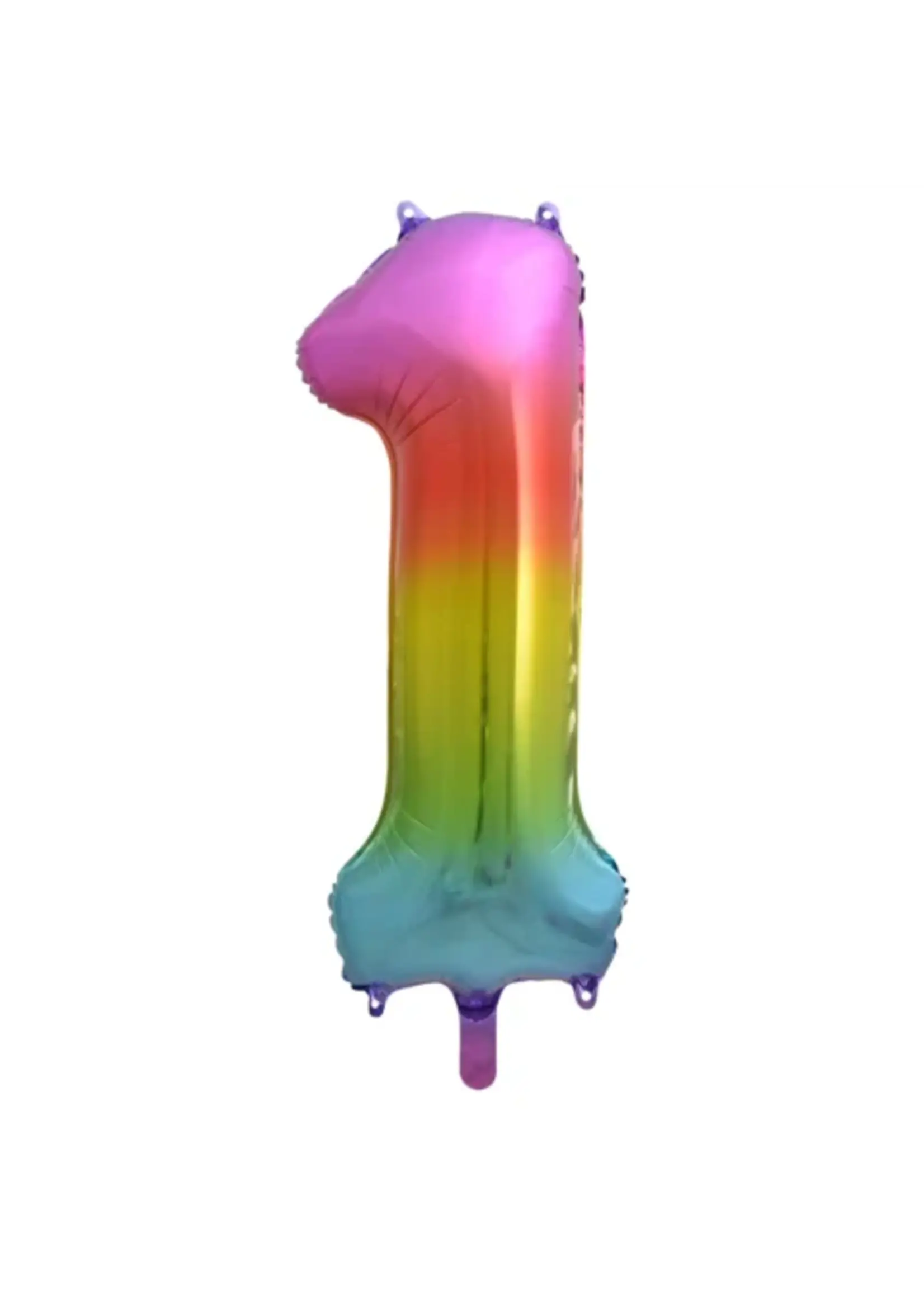 We Fiesta Party Folie ballon cijfer 1 regenboog 34inch / 86cm