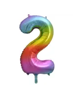 We Fiesta Party Folie ballon cijfer 2 regenboog