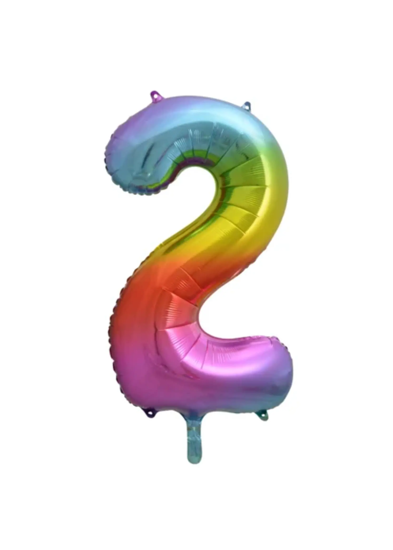 We Fiesta Party Folie ballon cijfer 2 regenboog 34 inch / 86 cm