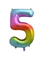 We Fiesta Party Folie ballon cijfer 5 regenboog 34 inch / 86 cm