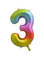 We fiesta party Folie ballon cijfer 3 regenboog
