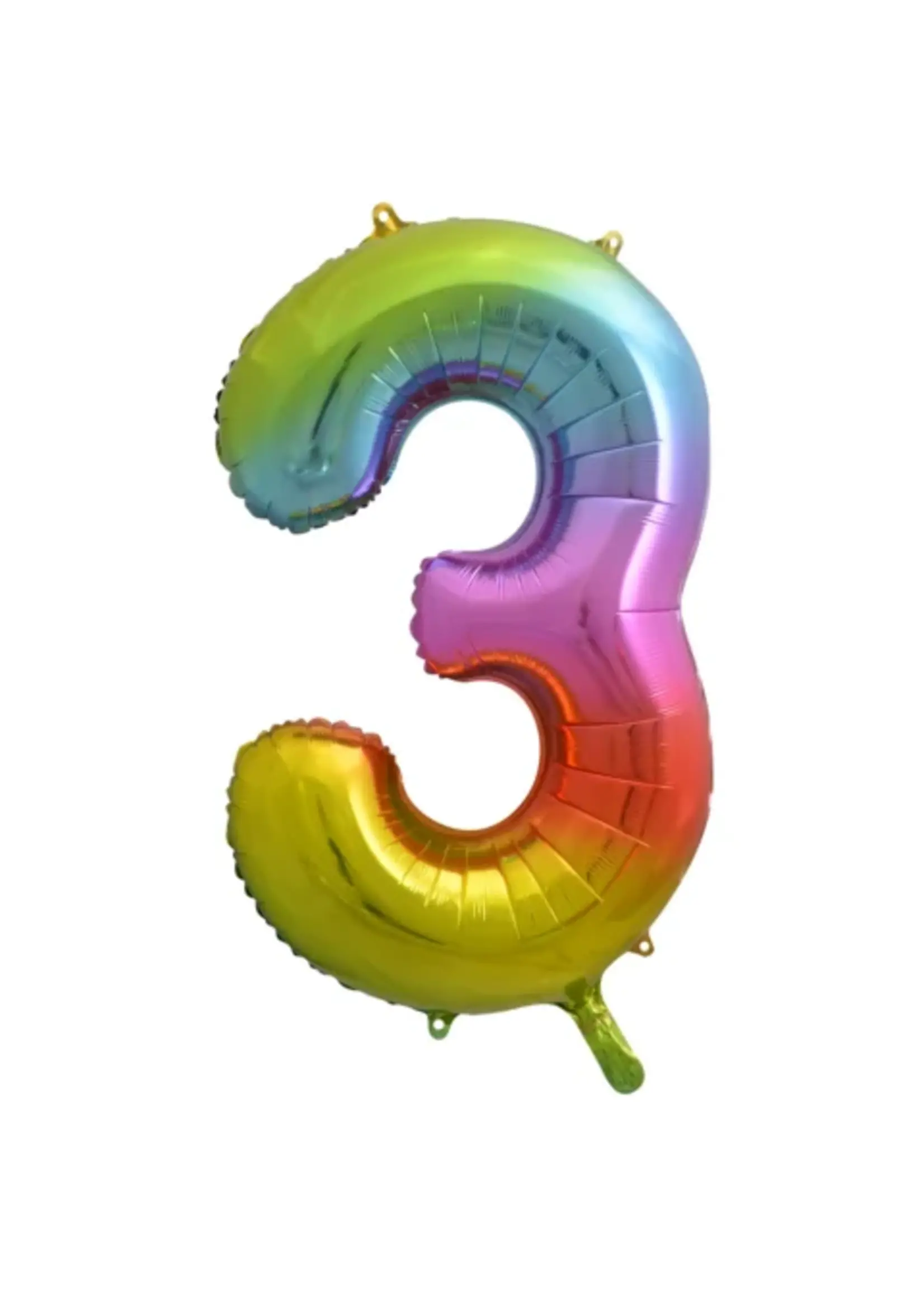 We fiesta party Folie ballon cijfer 3 regenboog