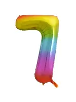 We Fiesta Party Folie ballon cijfer 7 regenboog