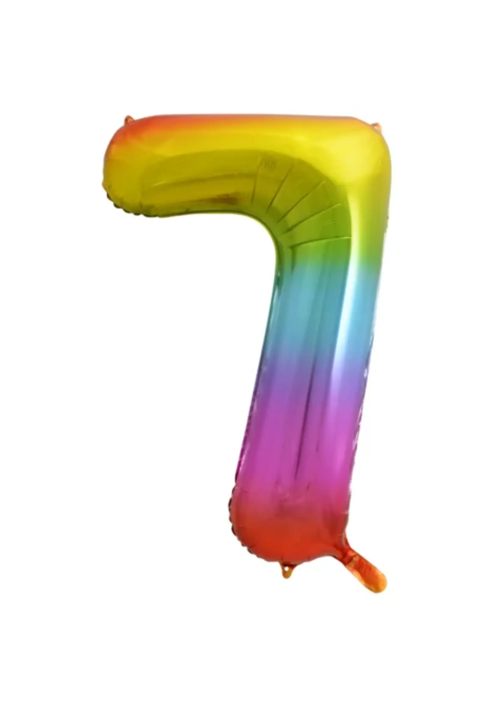 We Fiesta Party Folie ballon cijfer 7 regenboog