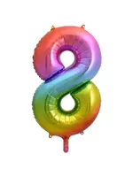 We fiesta party Folie ballon cijfer 8 regenboog 86cm