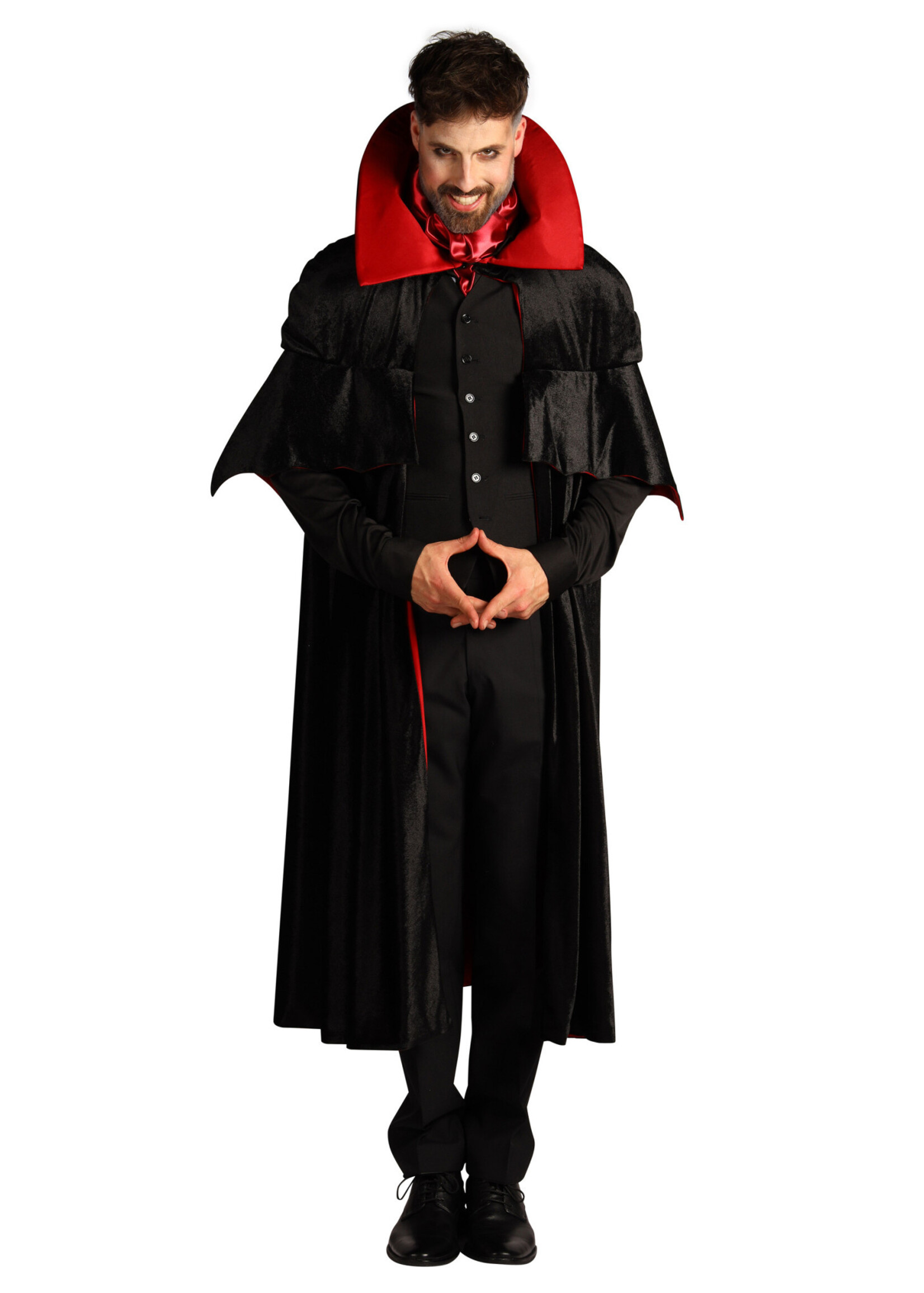 Feestkleding Breda Luxe Dracula cape "Bran Castle" Zwart/Rood