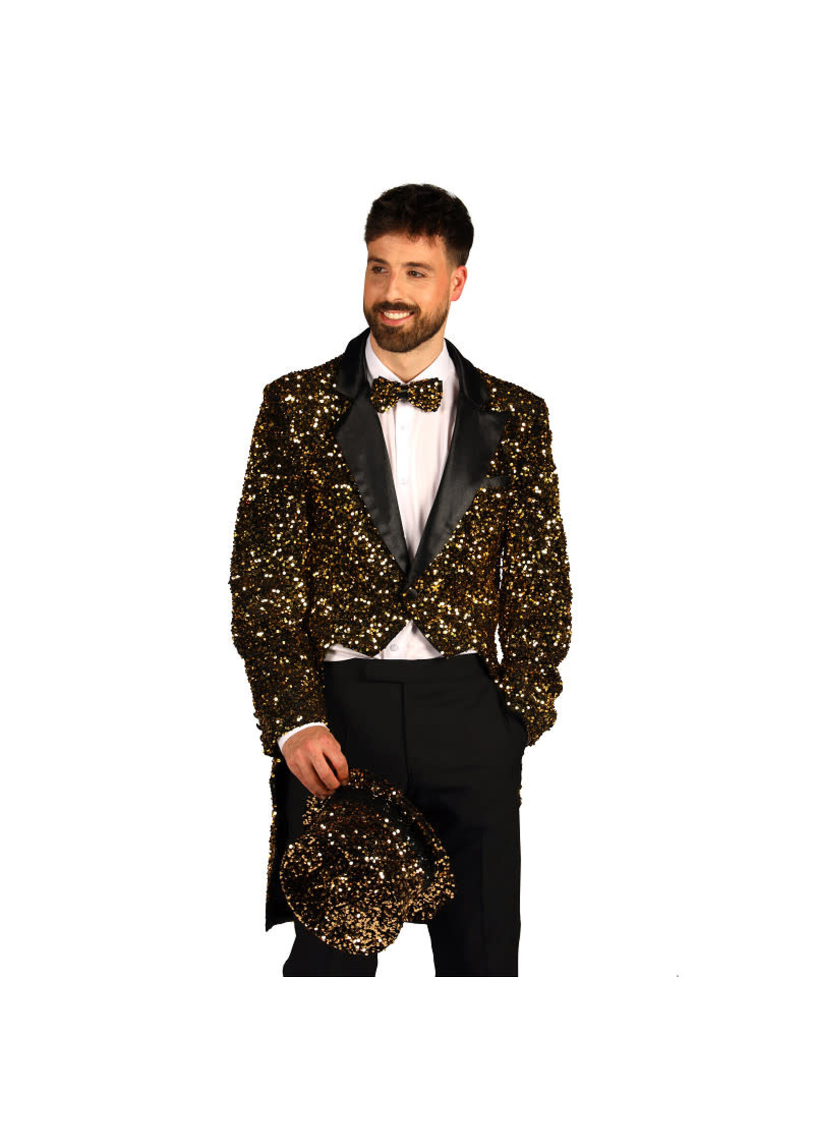 Thetru Heren pailletten frackjas "Broadway" Goud-Zwart