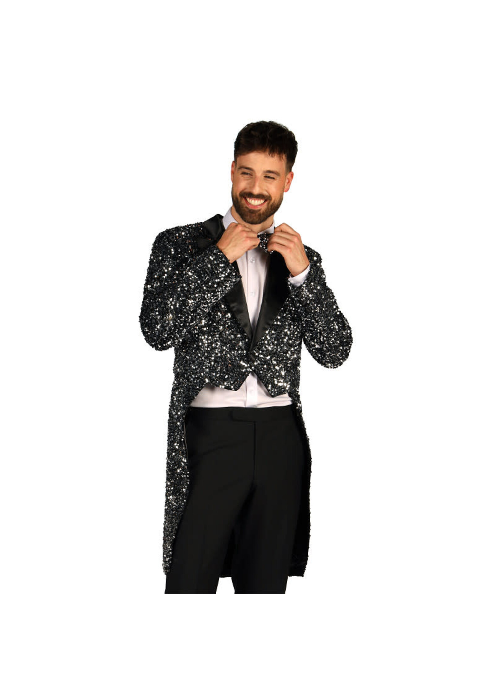 Thetru Heren pailletten frackjas "Broadway" Zilver-Zwart