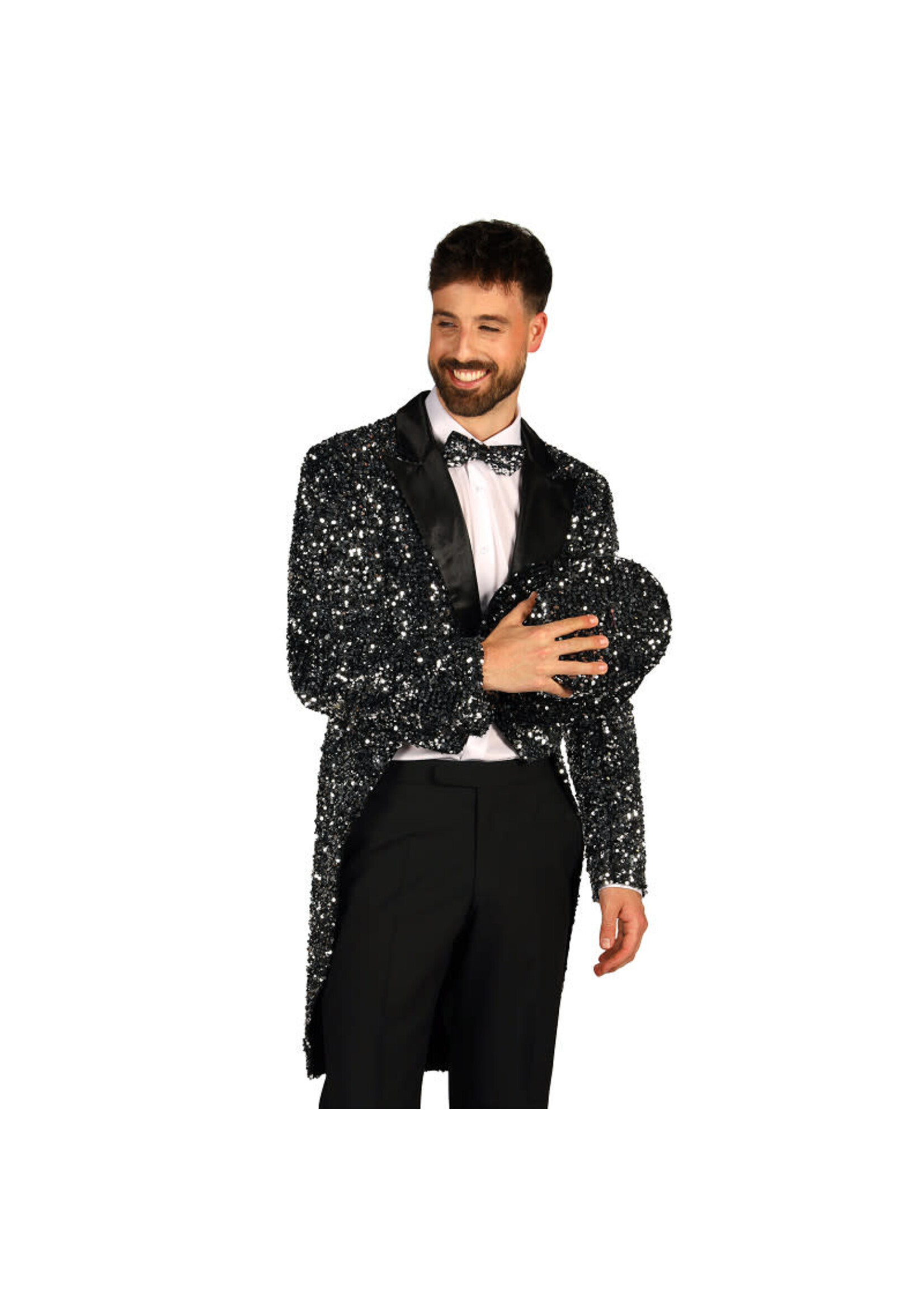 Thetru Heren pailletten frackjas "Broadway" Zilver-Zwart