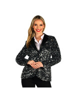 Thetru Dames pailletten colbert "Showstar" Zilver -Zwart