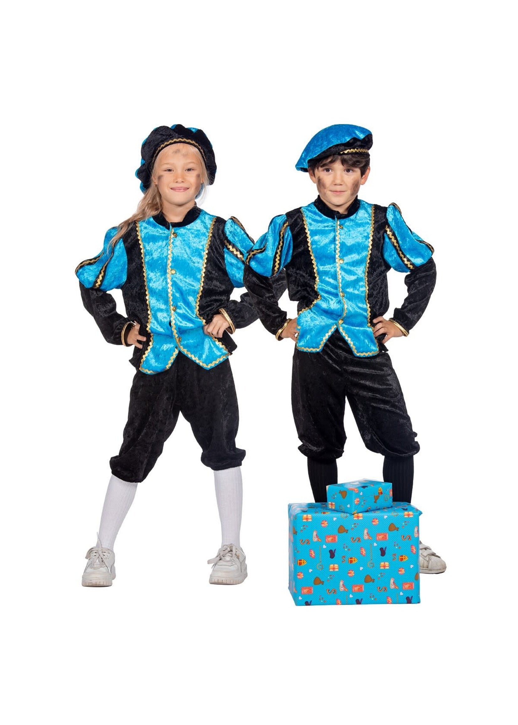Feestkleding Breda Pietenpak kind aqua/zwart unisex