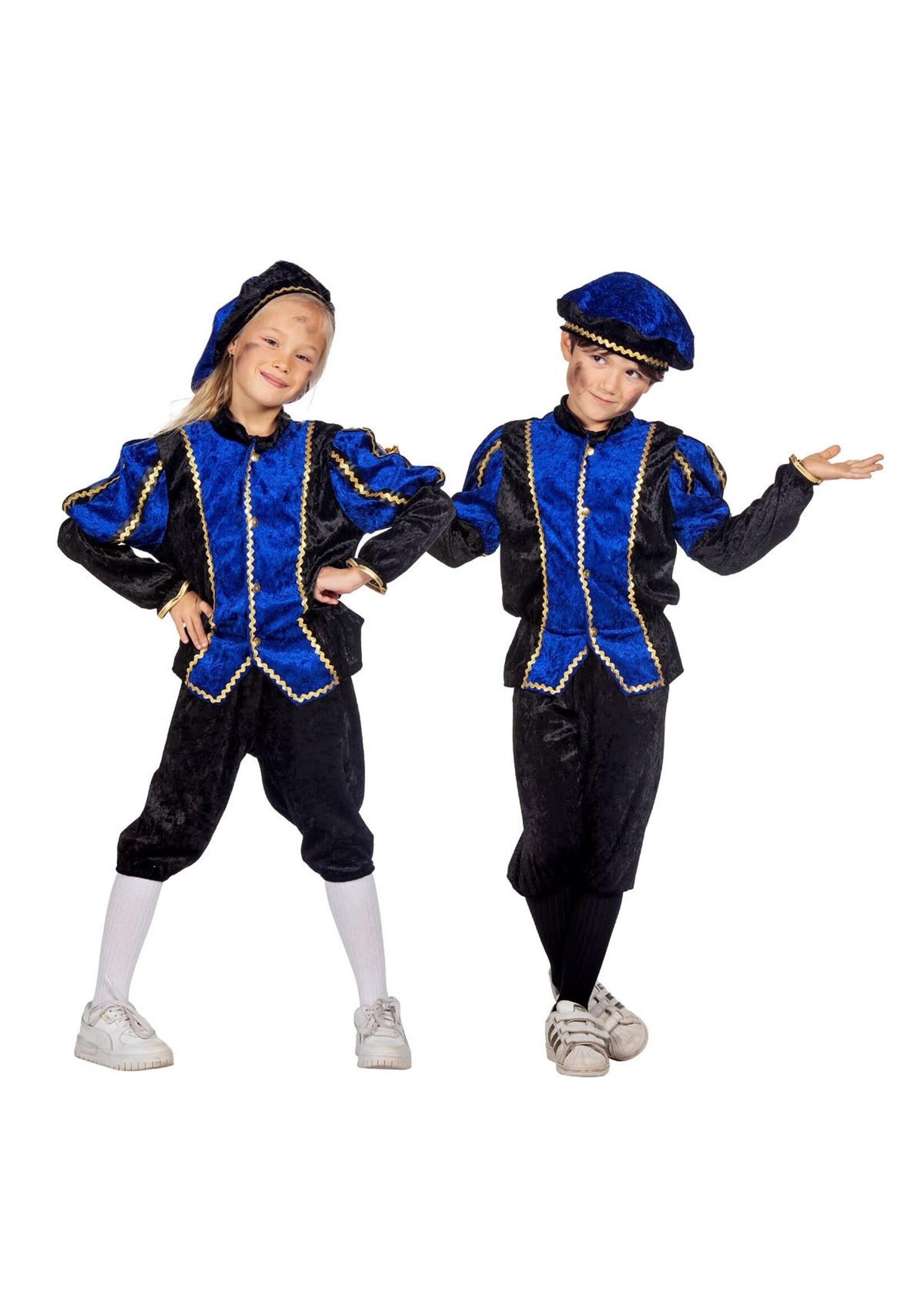 Feestkleding Breda Pietenpak kind kobalt/zwart unisex