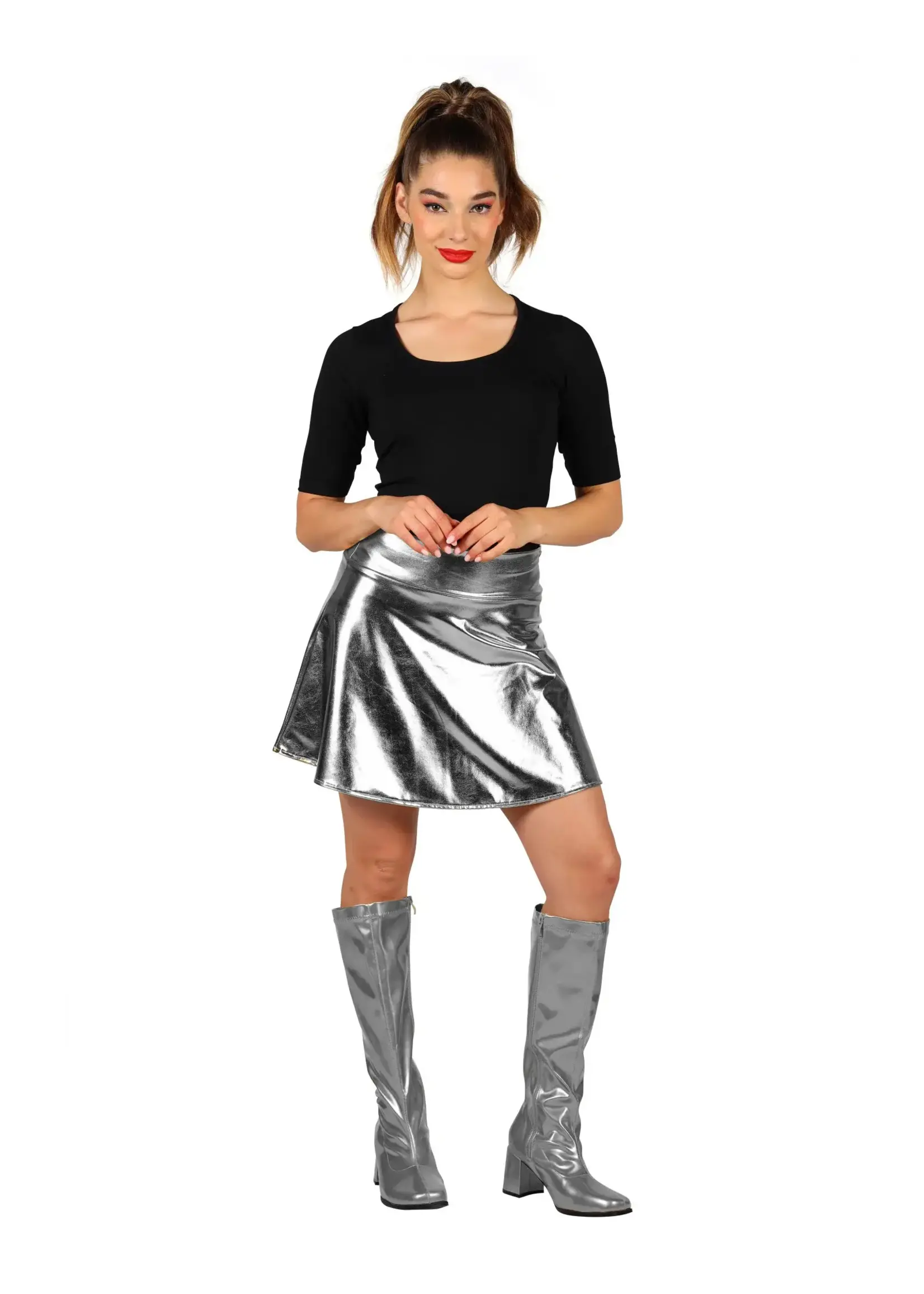 Feestkleding Breda Mini Rok Metallic zilver
