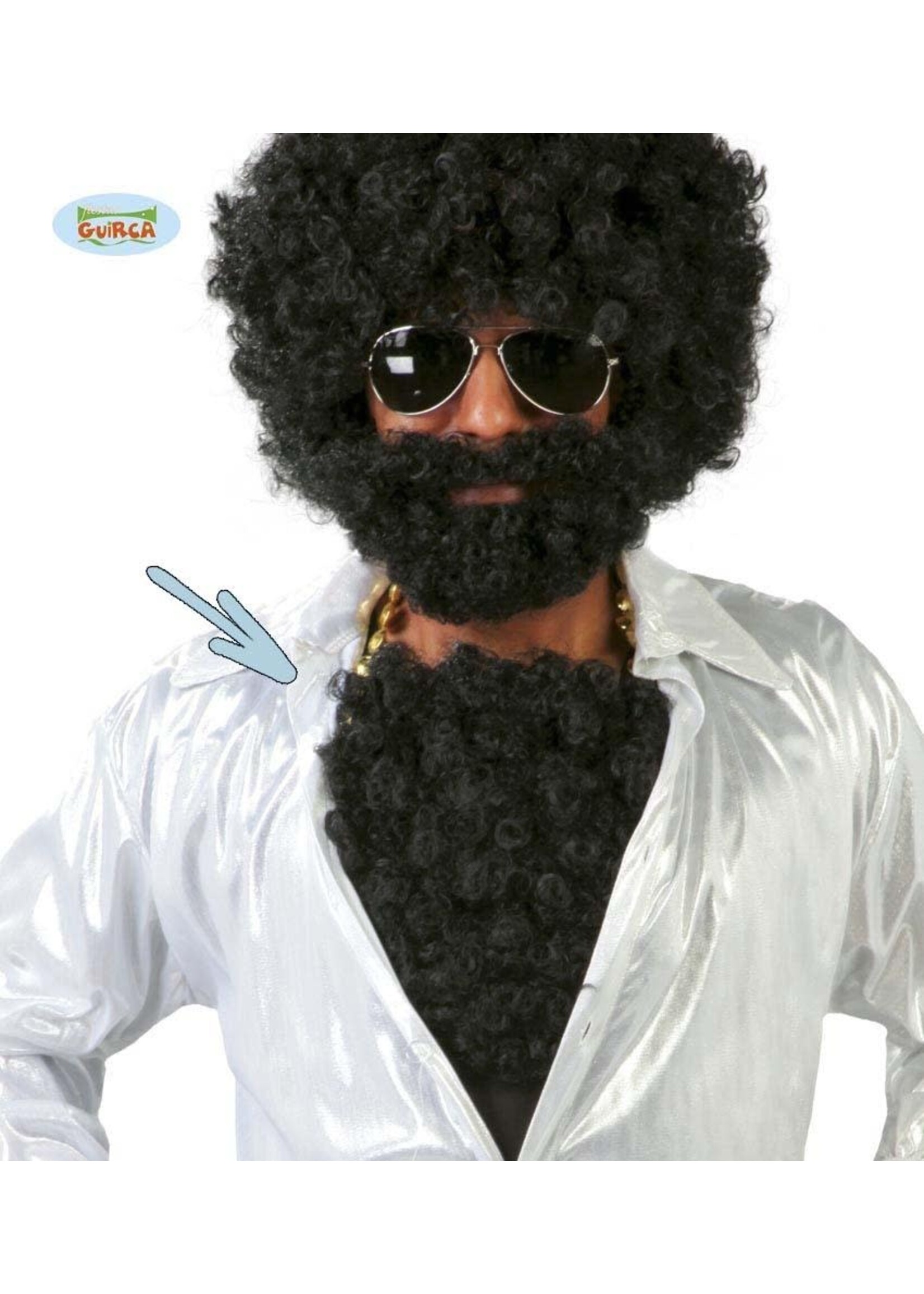 Feestkleding Breda Borsthaar zwart krullend