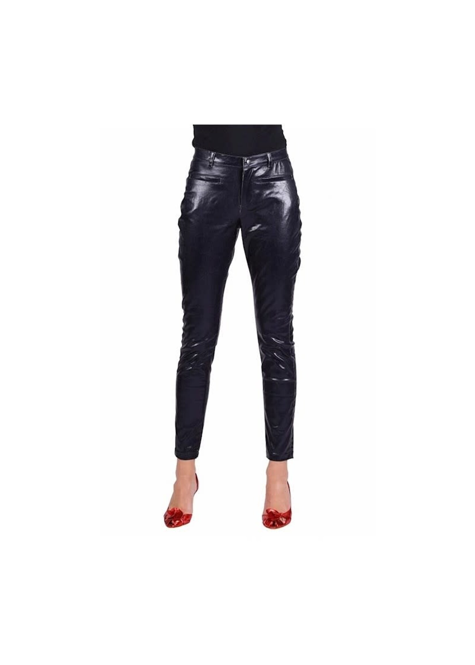 Feestkleding Breda Stretchbroek Metallic zwart