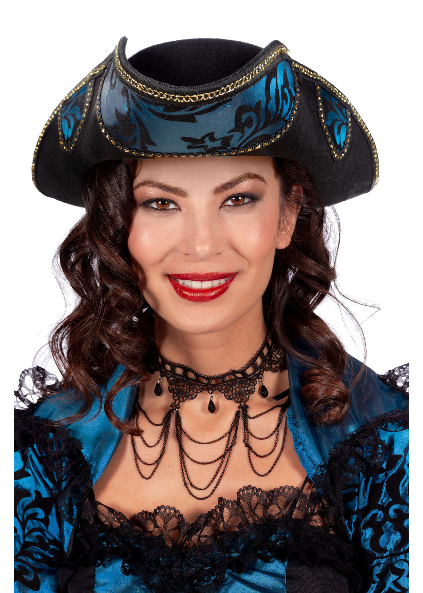 Feestkleding Breda Piratenhoed driesteek blauw