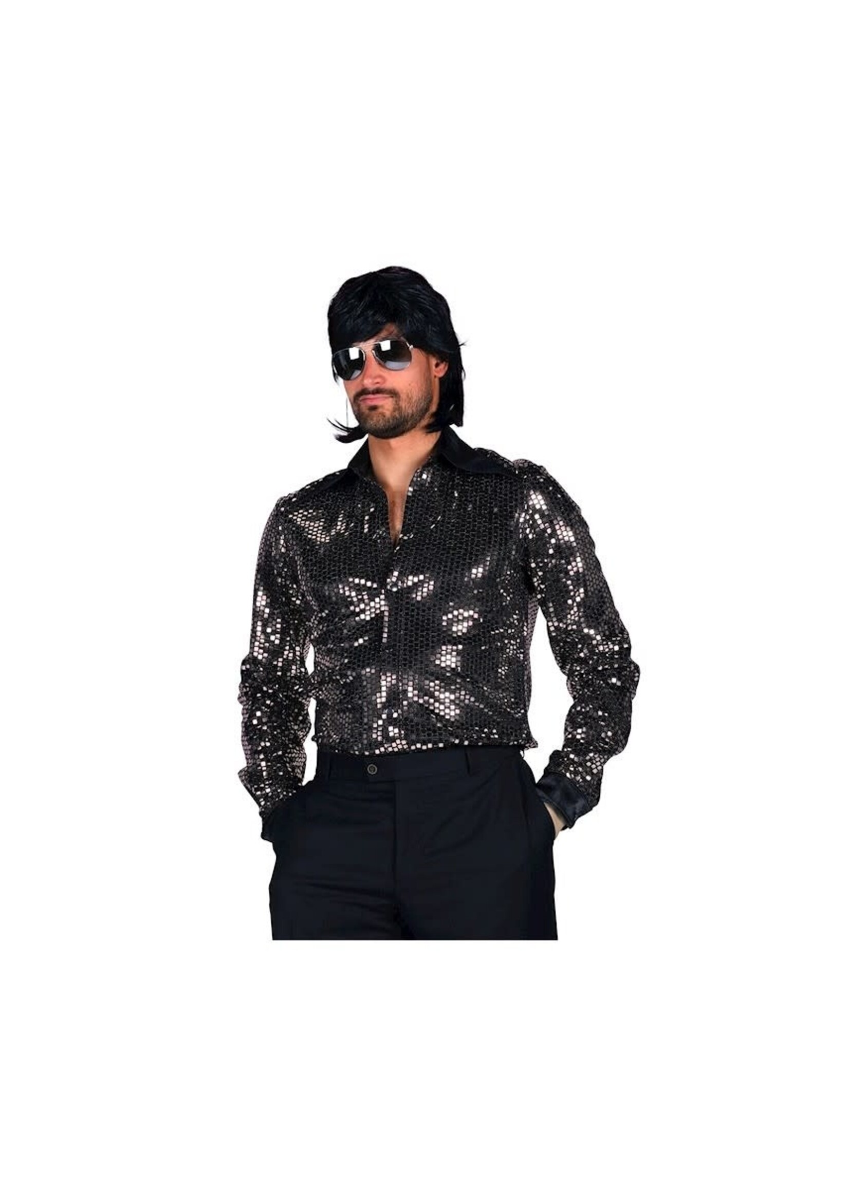 Thetru Disco herenblouse "Night Fever" Zilver