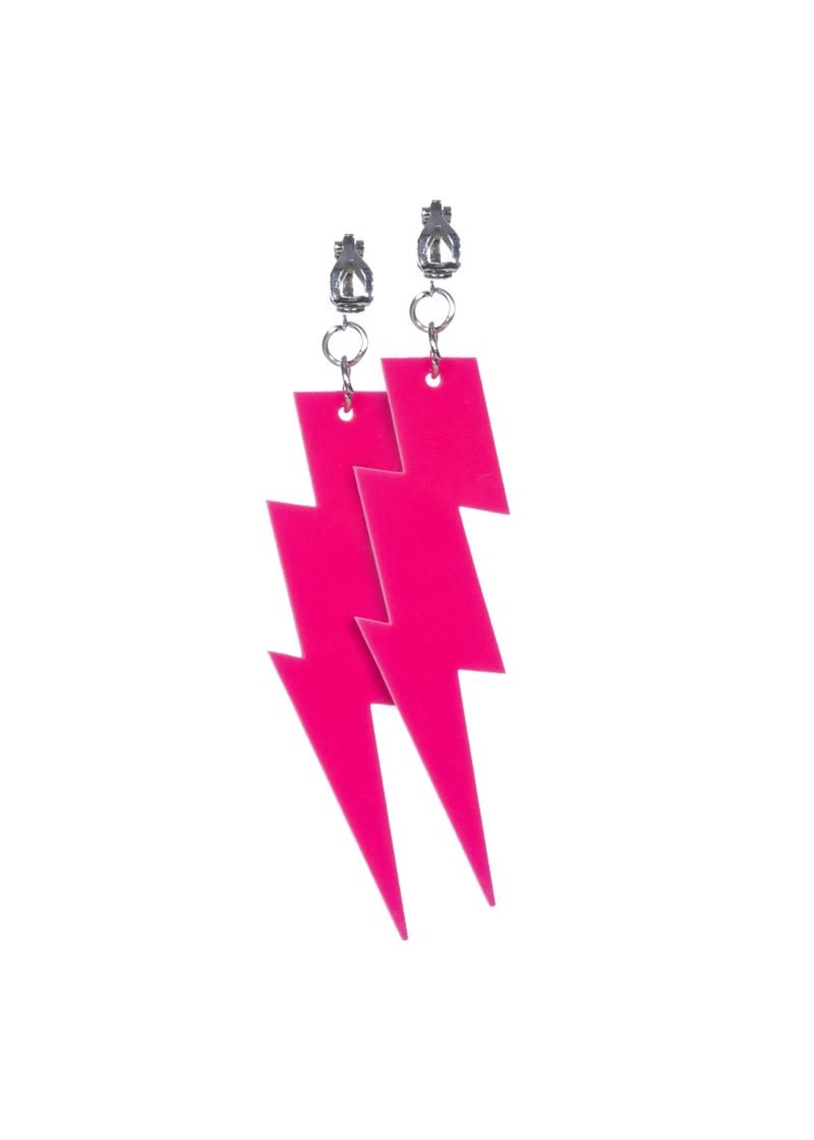 Wilbers & Wilbers Oorbellen bliksem neon-pink