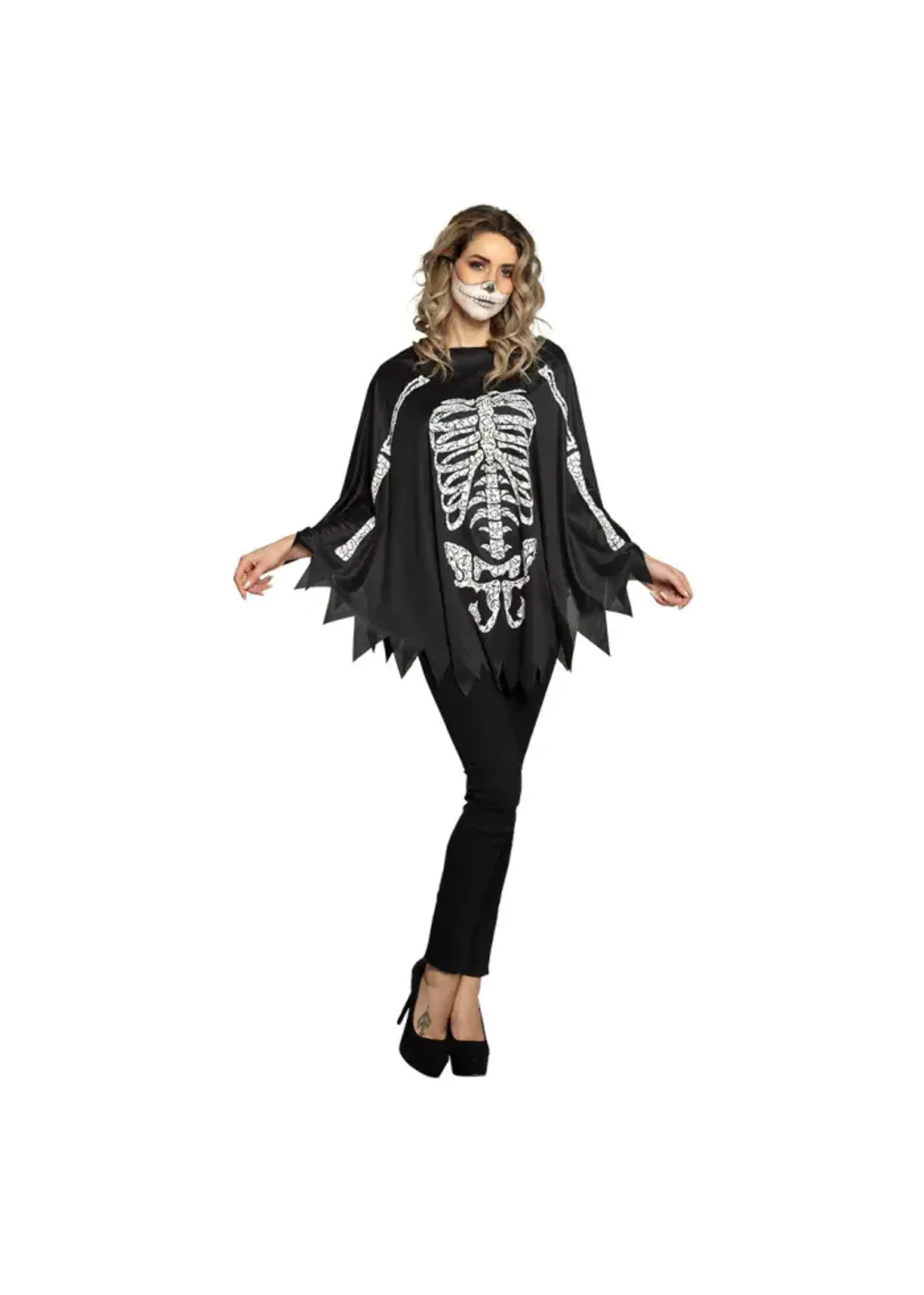 Feestkleding Breda Poncho Skelet (one size)