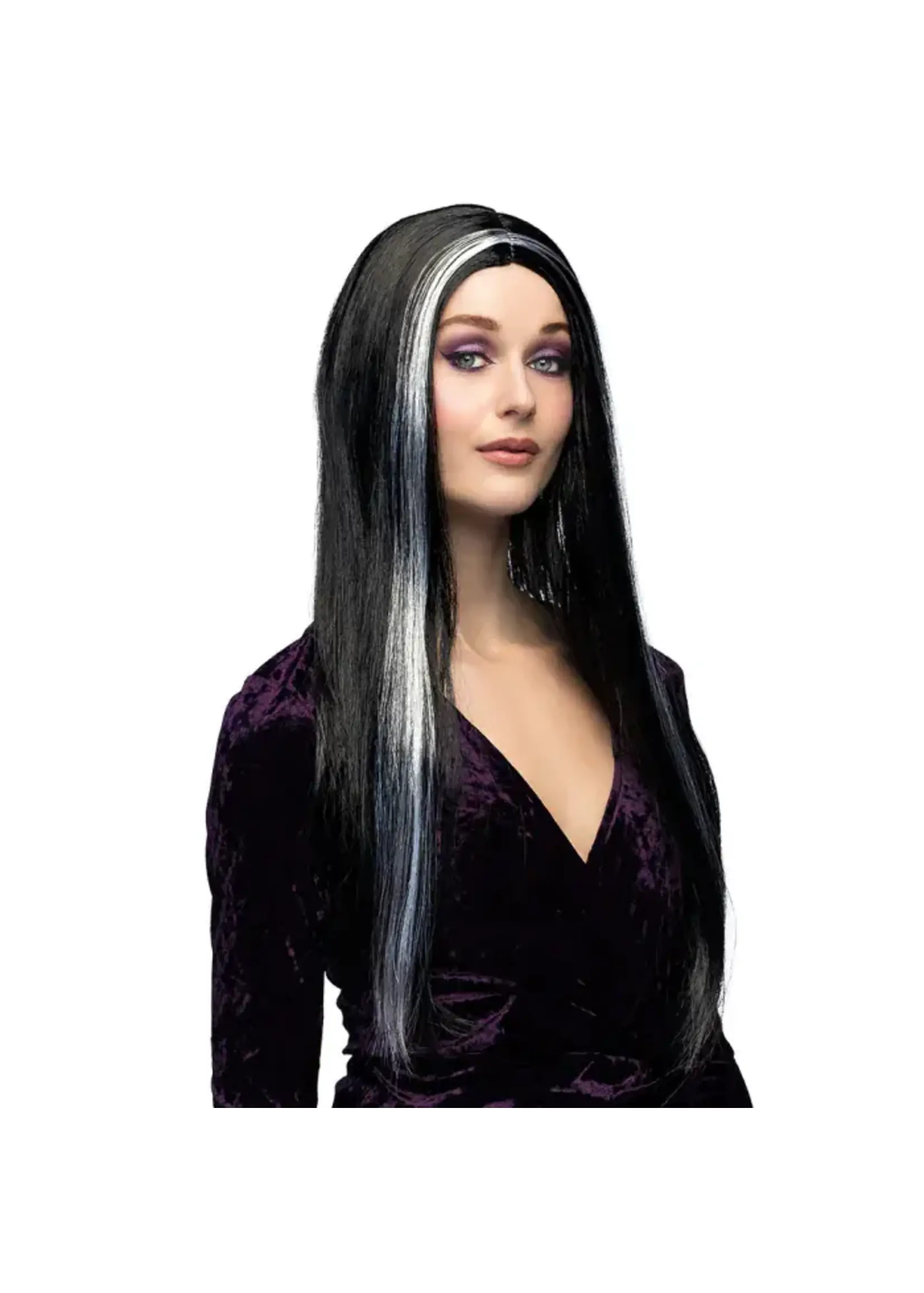 Feestkleding Breda Pruik Heks zwart/wit