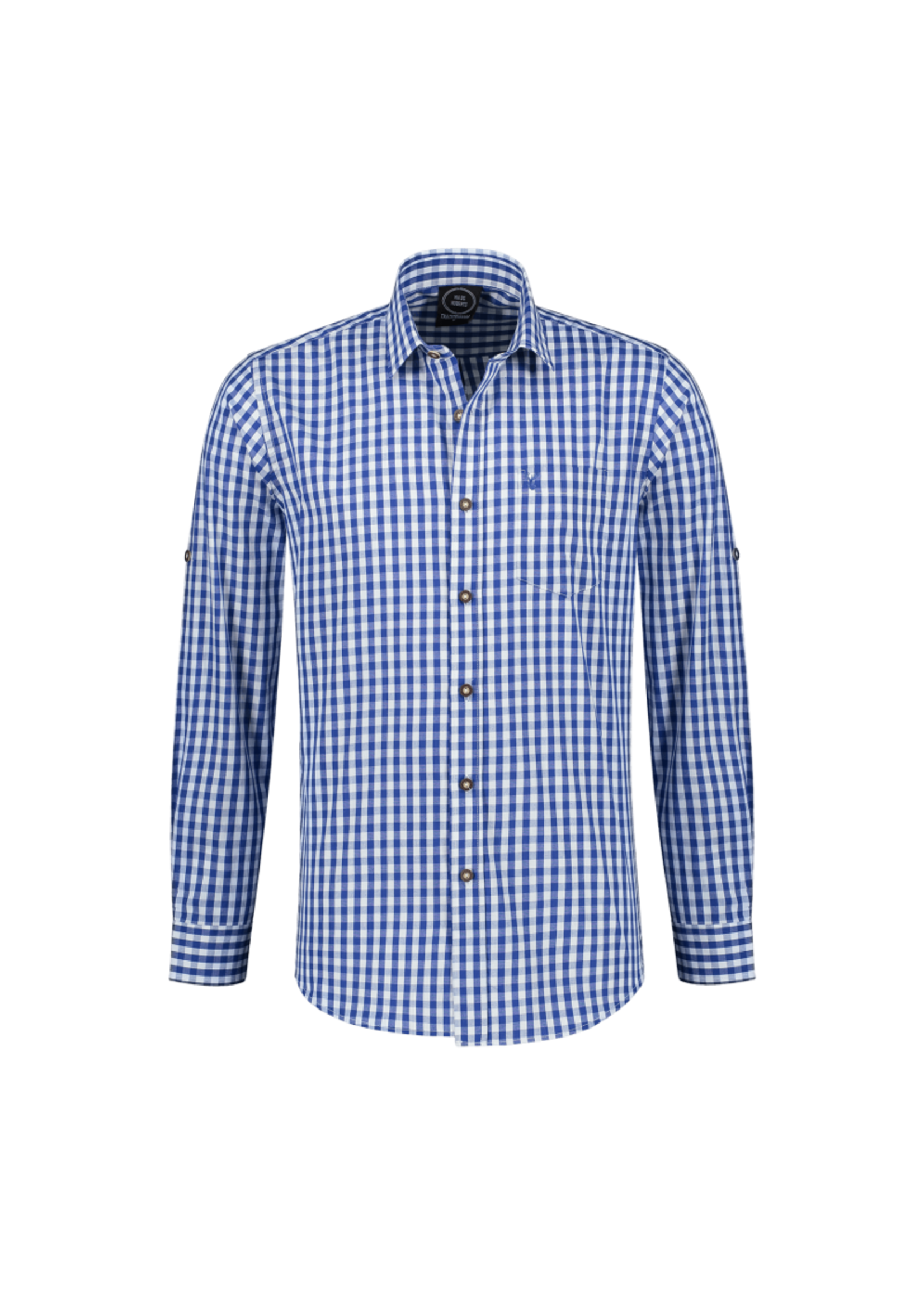 Feestkleding Breda Tiroler blouse blauw-wit geblokt heren