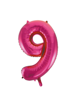 We Fiesta Party Folieballon cijfer 9 roze 86 cm