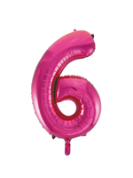 We Fiesta Party Folieballon cijfer 6 roze 86 cm