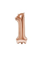 Haza-Witbaard Folieballon cijfer 1 roségoud 92 cm
