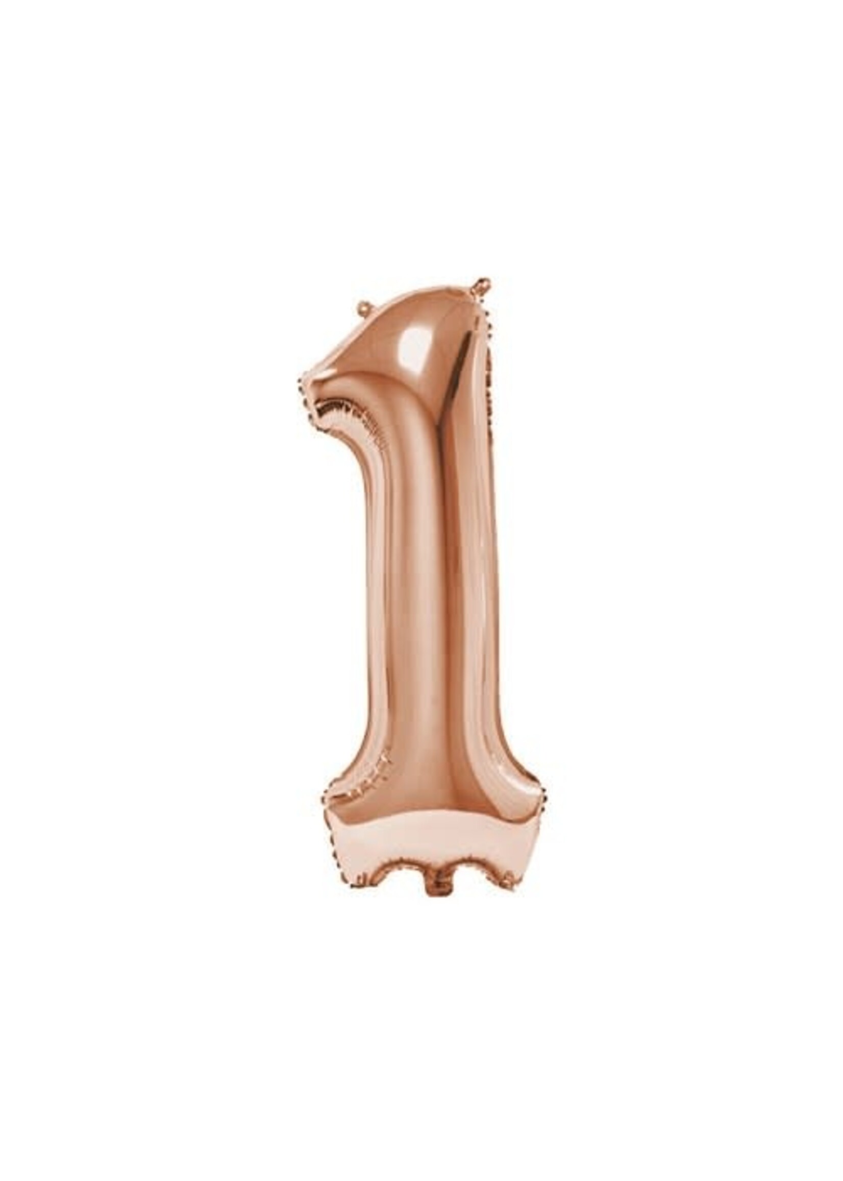 Haza-Witbaard Folieballon cijfer 1 roségoud 92 cm