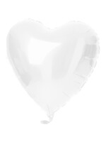Feestkleding Breda Folieballon Hartvormig Wit Metallic Mat - 45 cm