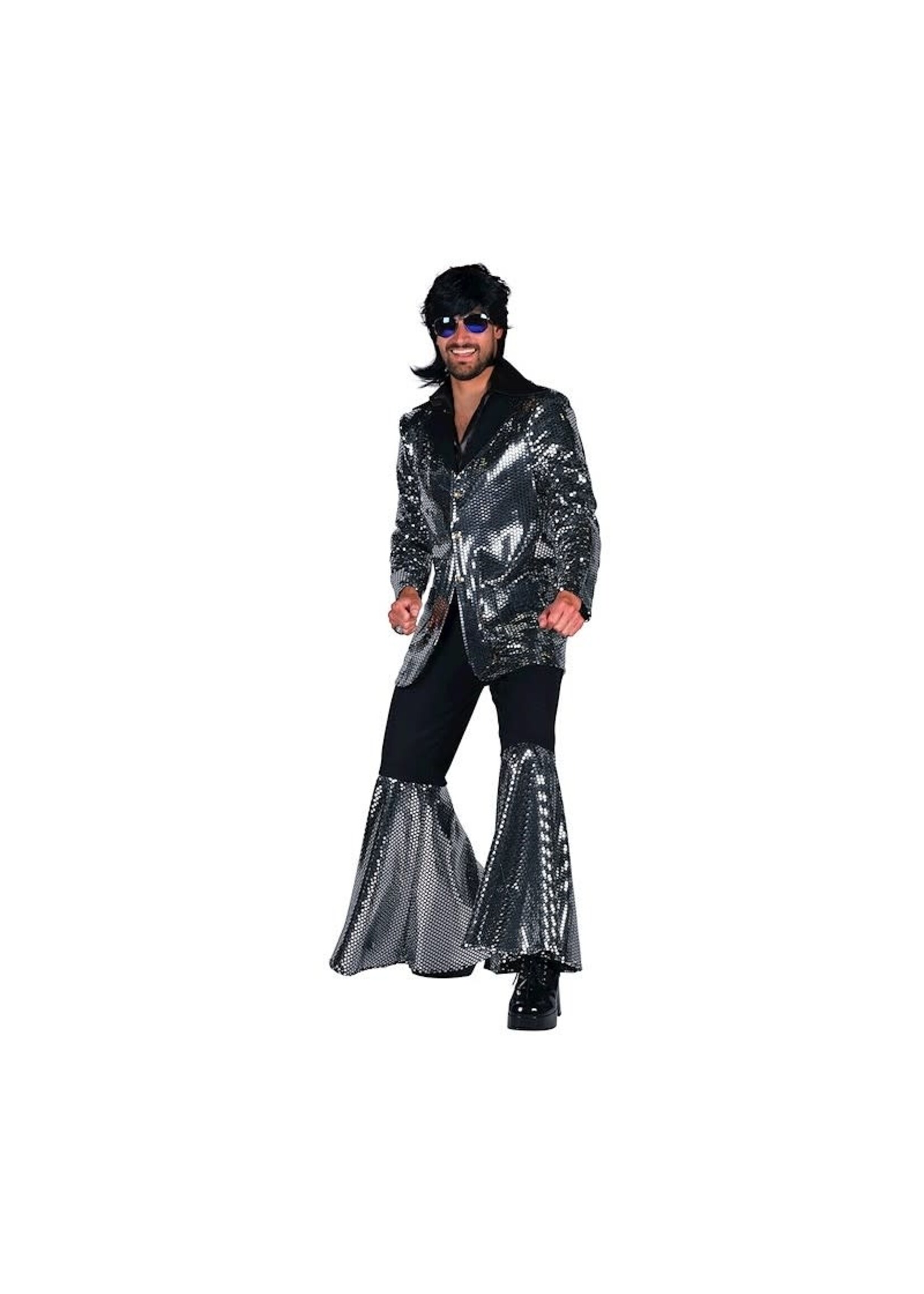 Thetru Heren discokostuum "Studio 54" Zilver