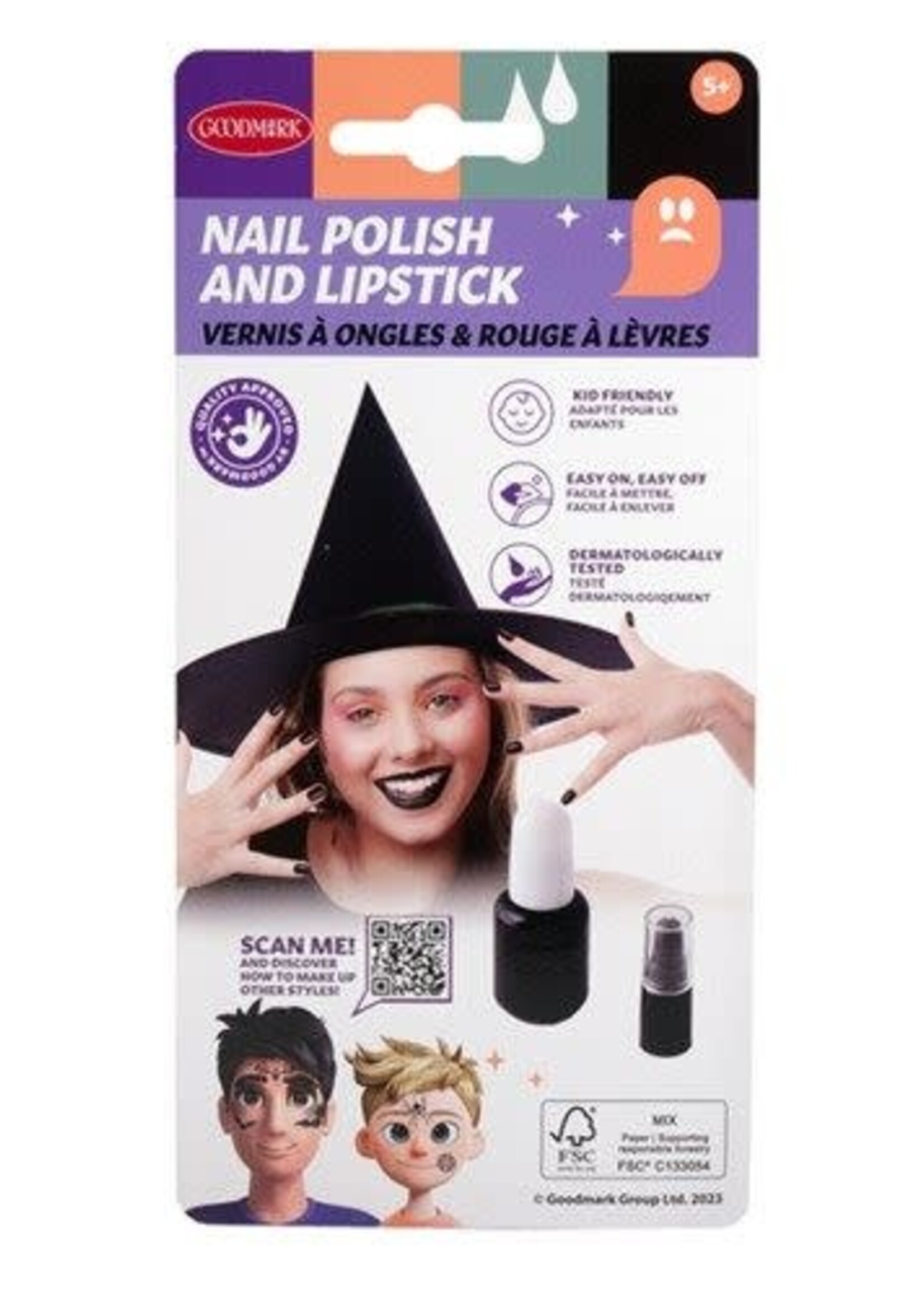 Feestkleding Breda Nagellak en kleine lipstift zwart