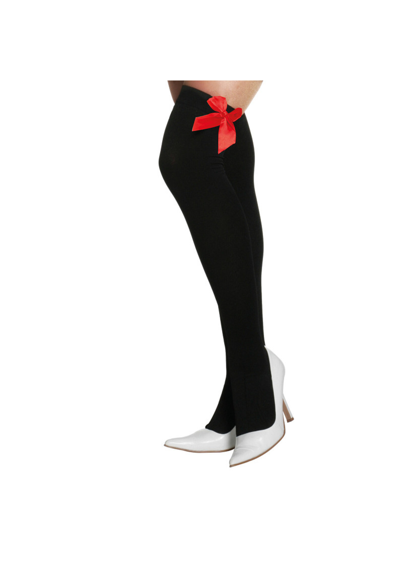 Wilbers & Wilbers Kousen over de knie zwart met rode strik