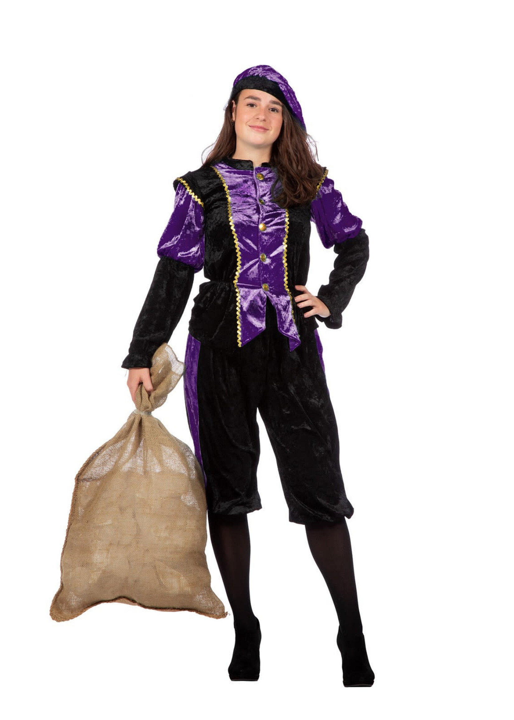Feestkleding Breda Piet pansamt kostuum zwart/paars