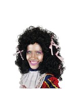 Feestkleding Breda Pruik damespiet wetlook met roze strikjes