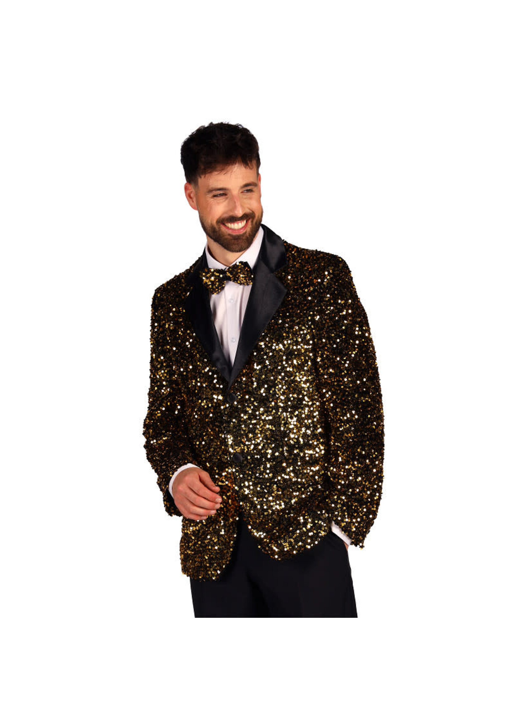 Thetru Heren pailletten colbert "Showstar" Goud-Zwart