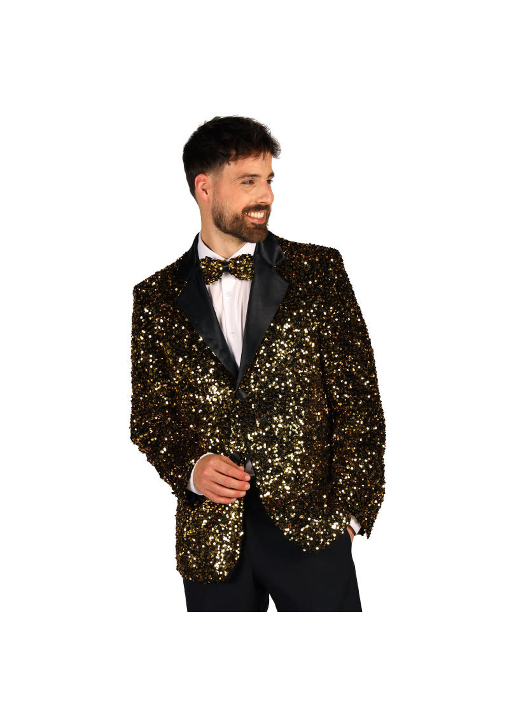 Feestkleding Breda Heren pailletten colbert "Showstar" Goud-Zwart