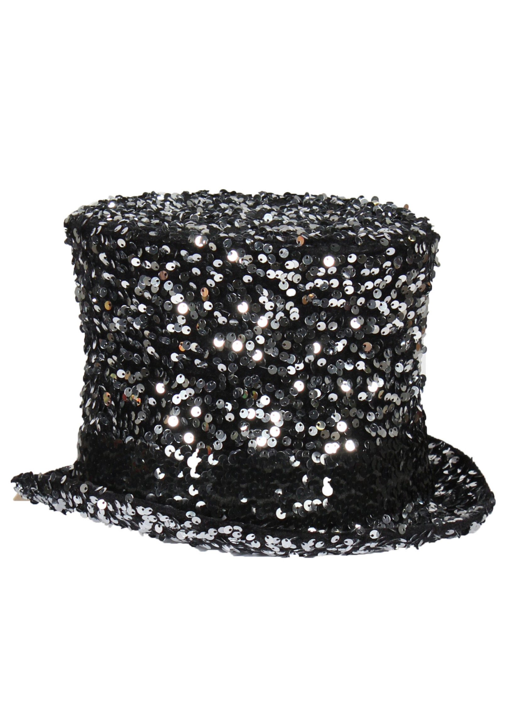 Thetru Luxe hoge hoed pailletten "Cabaret", Zilver-Zwart