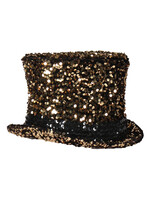 Thetru Luxe hoge hoed pailletten "Cabaret", Goud-Zwart