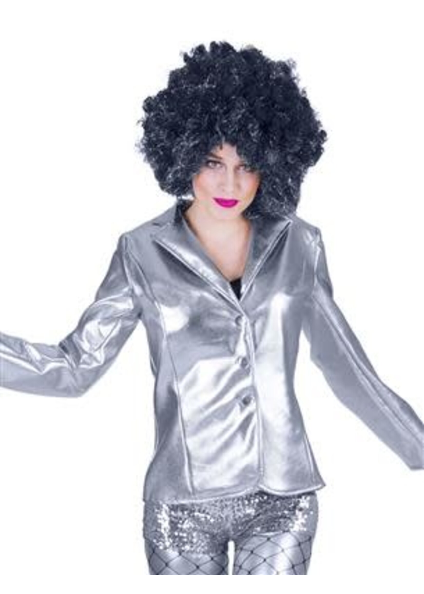Feestkleding Breda Disco fever dames jacket zilver