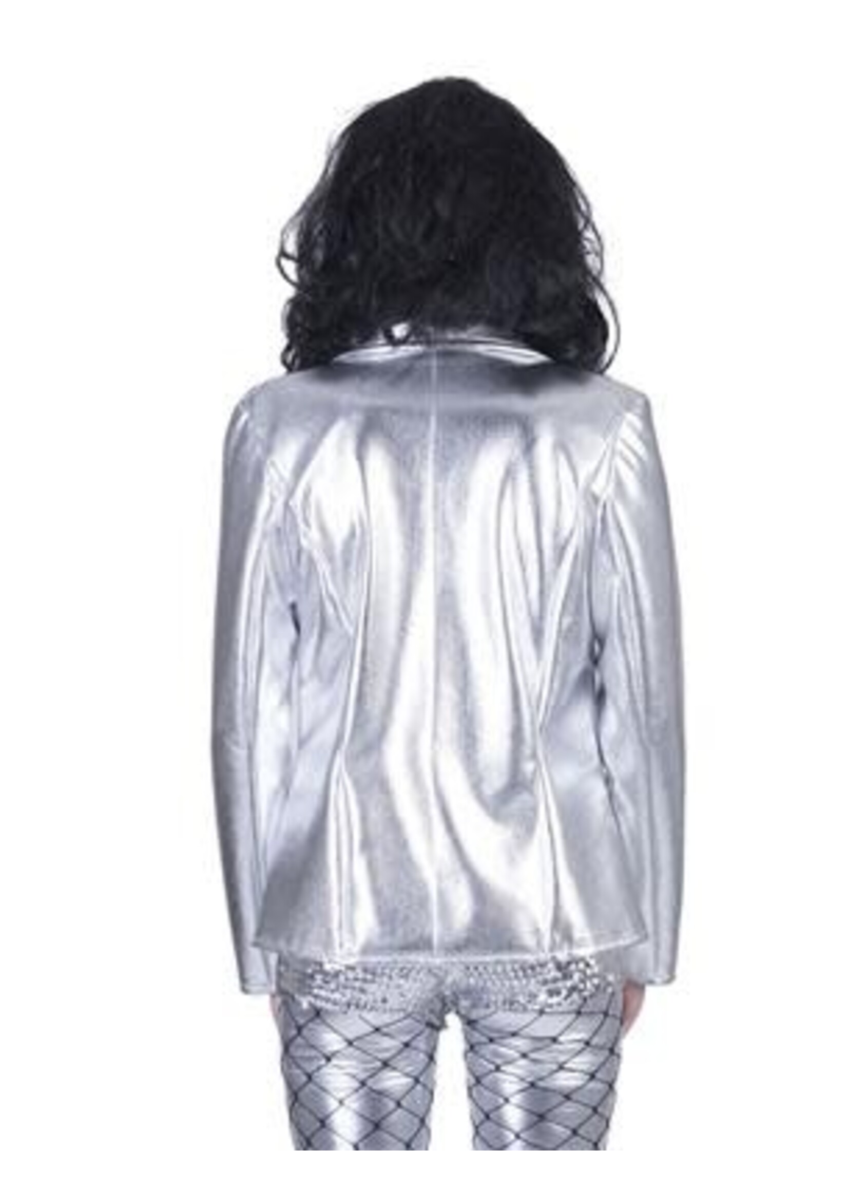 Feestkleding Breda Disco fever dames jacket zilver