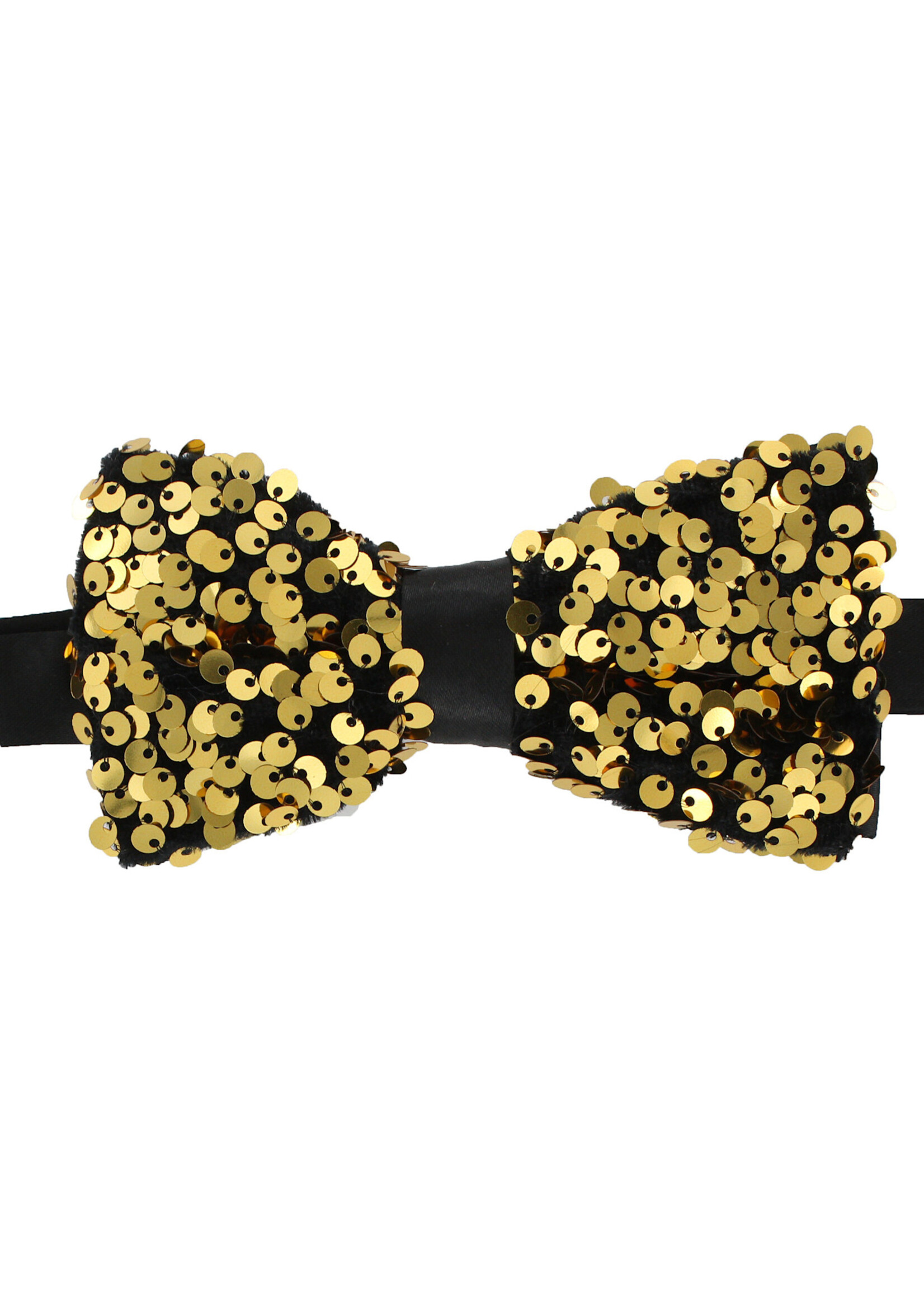 Feestkleding Breda Luxe paillettenstrikje Goud-zwart