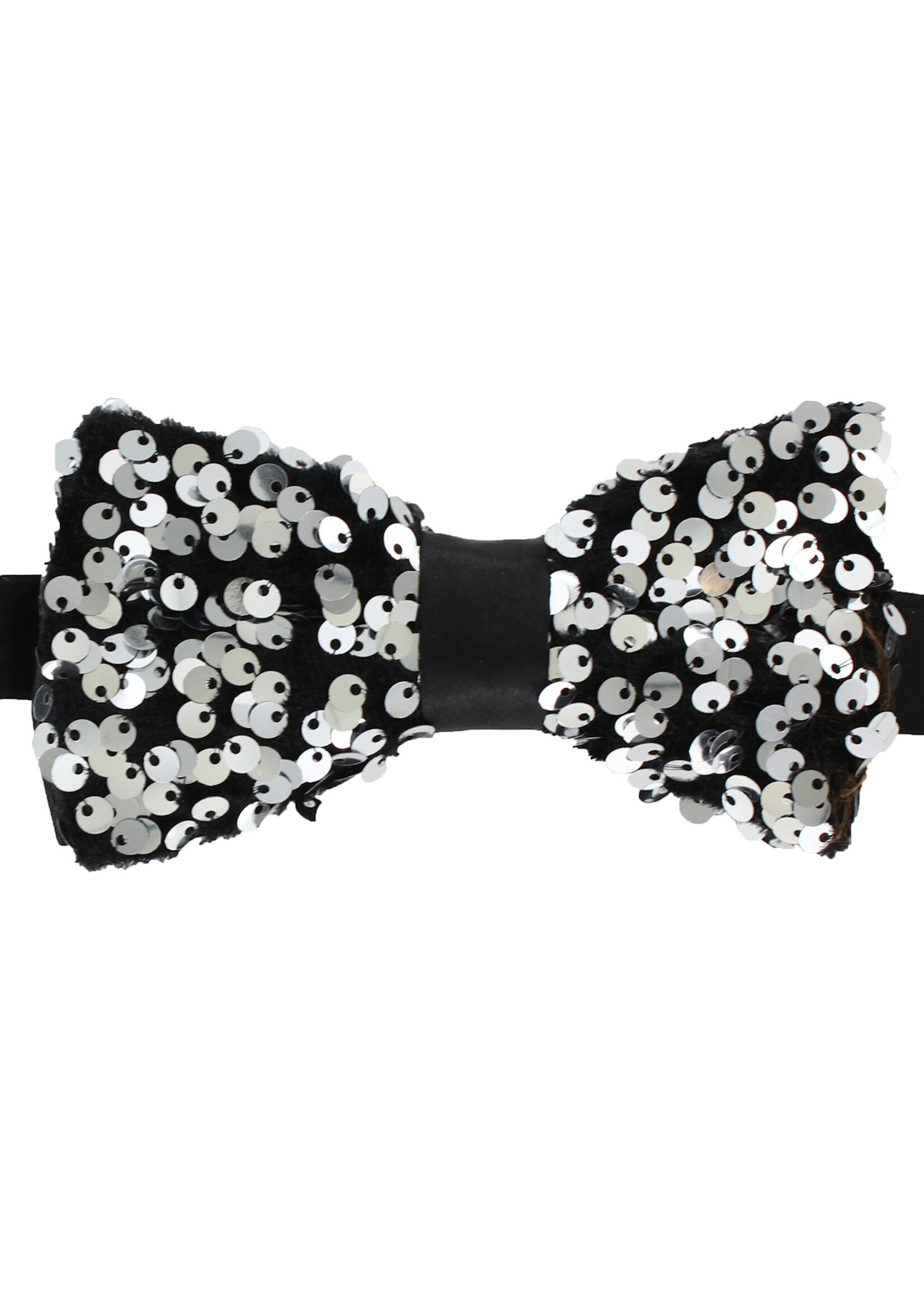 Thetru Luxe paillettenstrikje Zilver-zwart