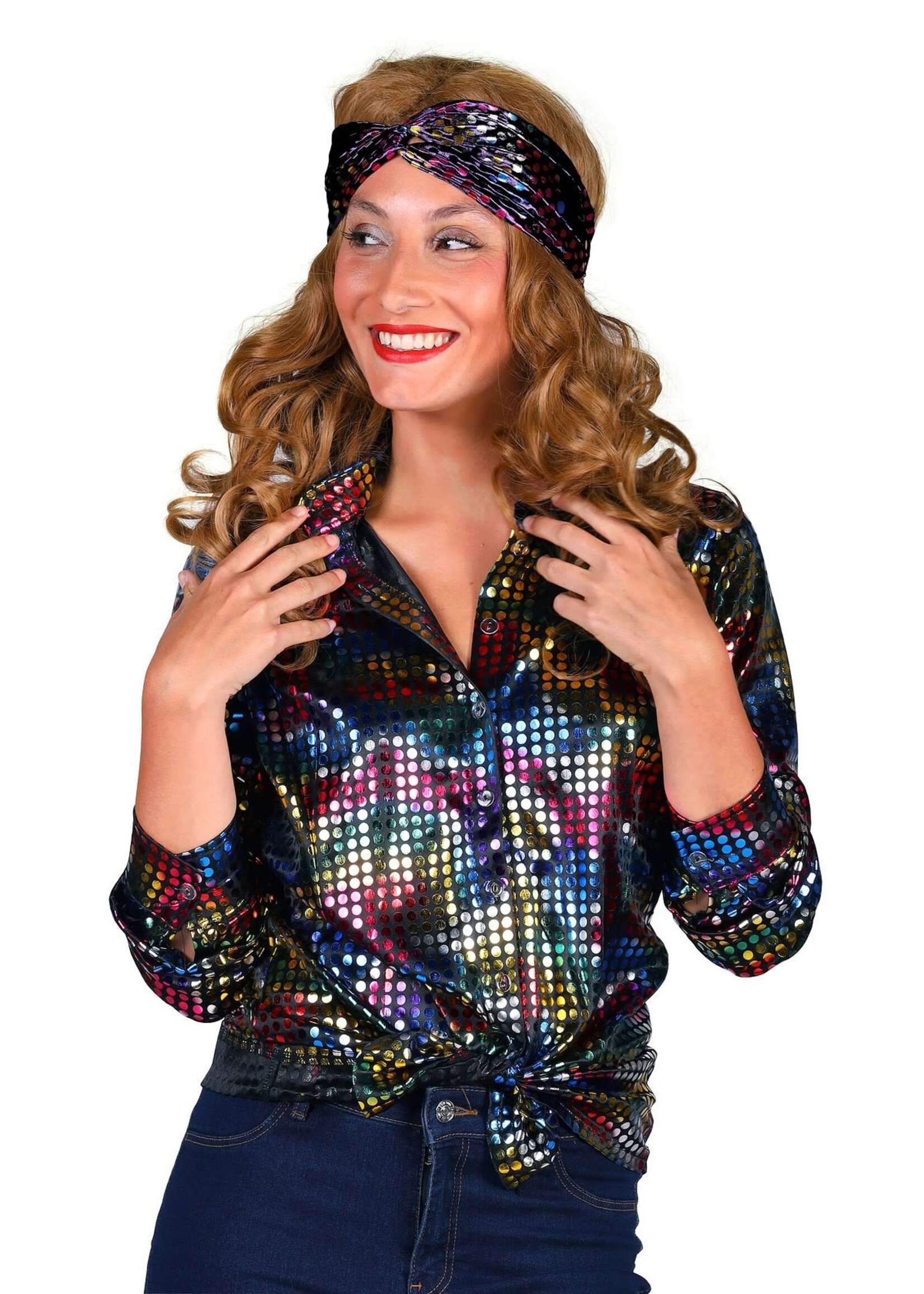 Feestkleding Breda Blouse disco dames zwart